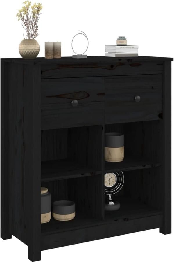 FIONERA Dressoir 70x35x80 cm massief grenenhout zwart