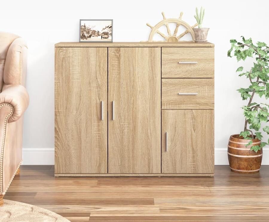 FIONERA Dressoir 91x29 5x75 cm bewerkt hout sonoma eikenkleurig