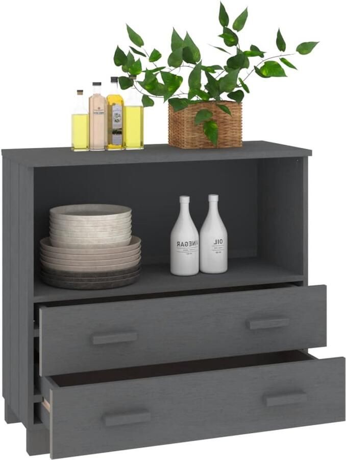 FIONERA Dressoir HAMAR 85x35x80 cm massief grenenhout donkergrijs