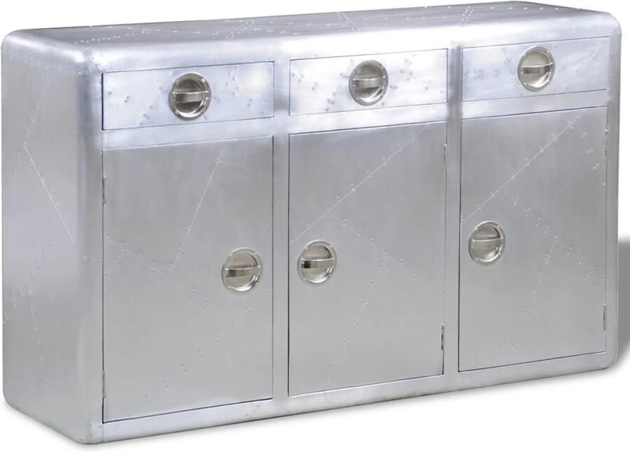 FIONERA Dressoir met 3 lades vintage luchtvaartstijl aluminium