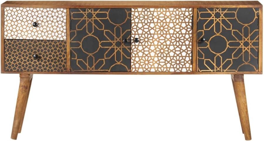 FIONERA Dressoir met geprint patroon 130x30x70 cm massief mangohout