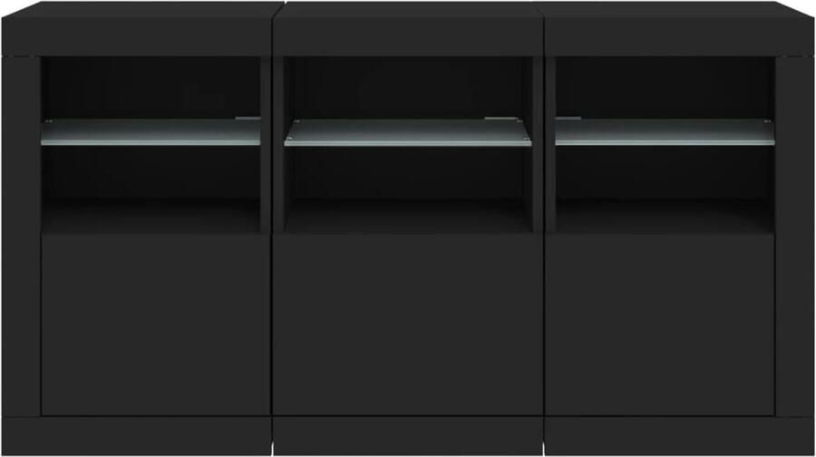 FIONERA Dressoir met LED-verlichting 123x37x67 cm zwart