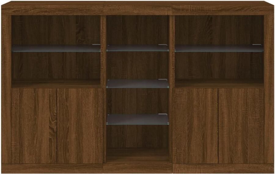 FIONERA Dressoir met LED-verlichting 162x37x100 cm bruin eikenkleur