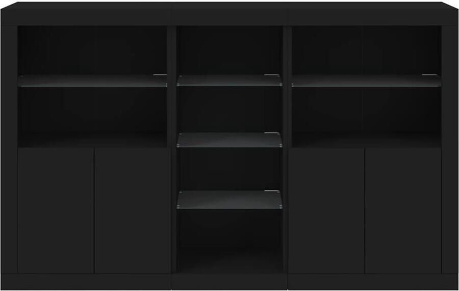 FIONERA Dressoir met LED-verlichting 162x37x100 cm zwart