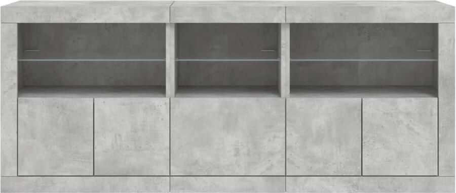 FIONERA Dressoir met LED-verlichting 162x37x67 cm betongrijs