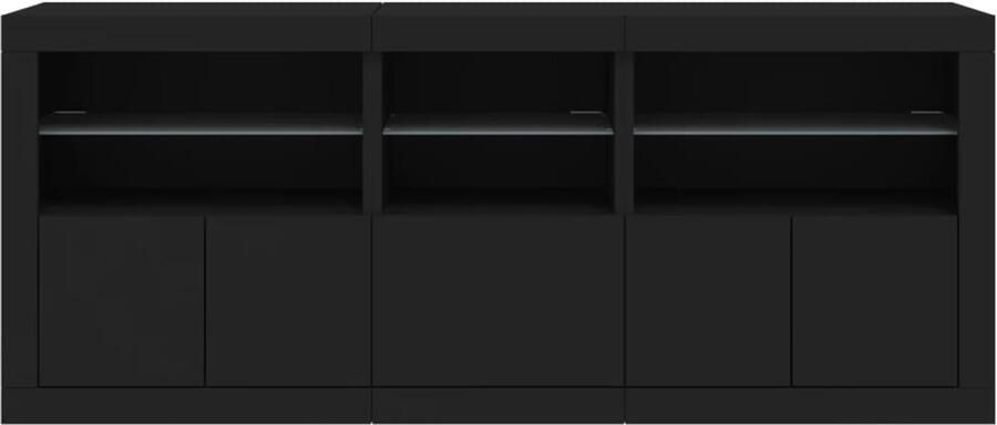 FIONERA Dressoir met LED-verlichting 162x37x67 cm zwart