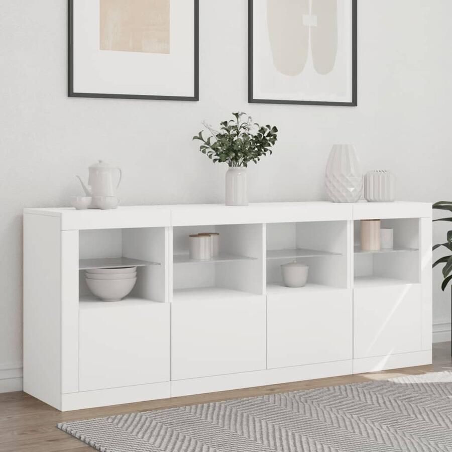 FIONERA Dressoir met LED-verlichting 163x37x67 cm wit