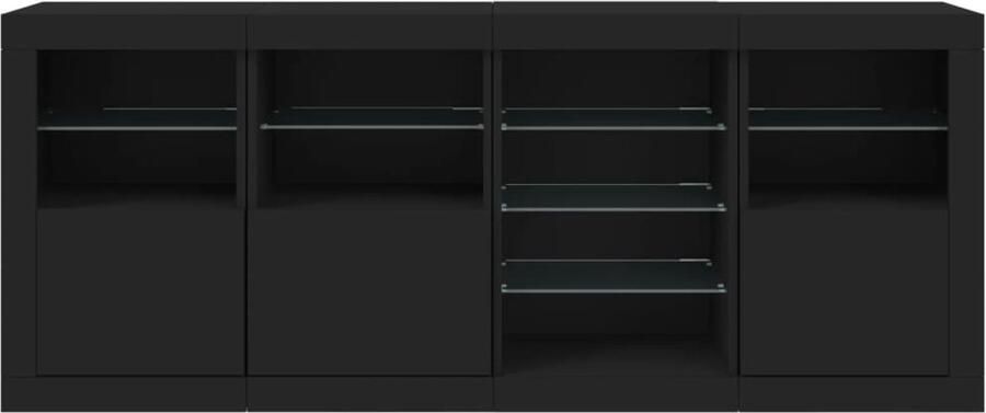 FIONERA Dressoir met LED-verlichting 164x37x67 cm zwart