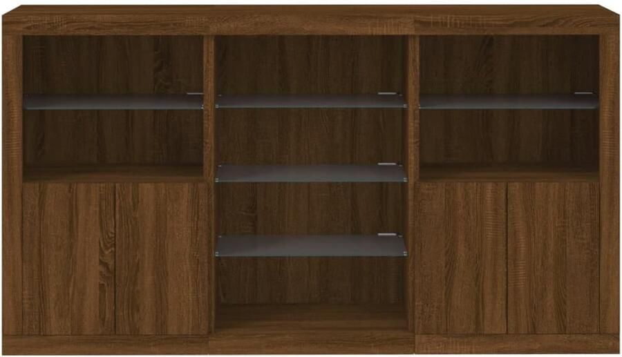 FIONERA Dressoir met LED-verlichting 181 5x37x100 cm bruin eikenkleur