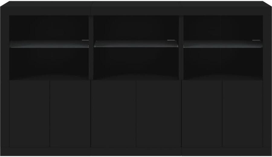 FIONERA Dressoir met LED-verlichting 181 5x37x100 cm zwart