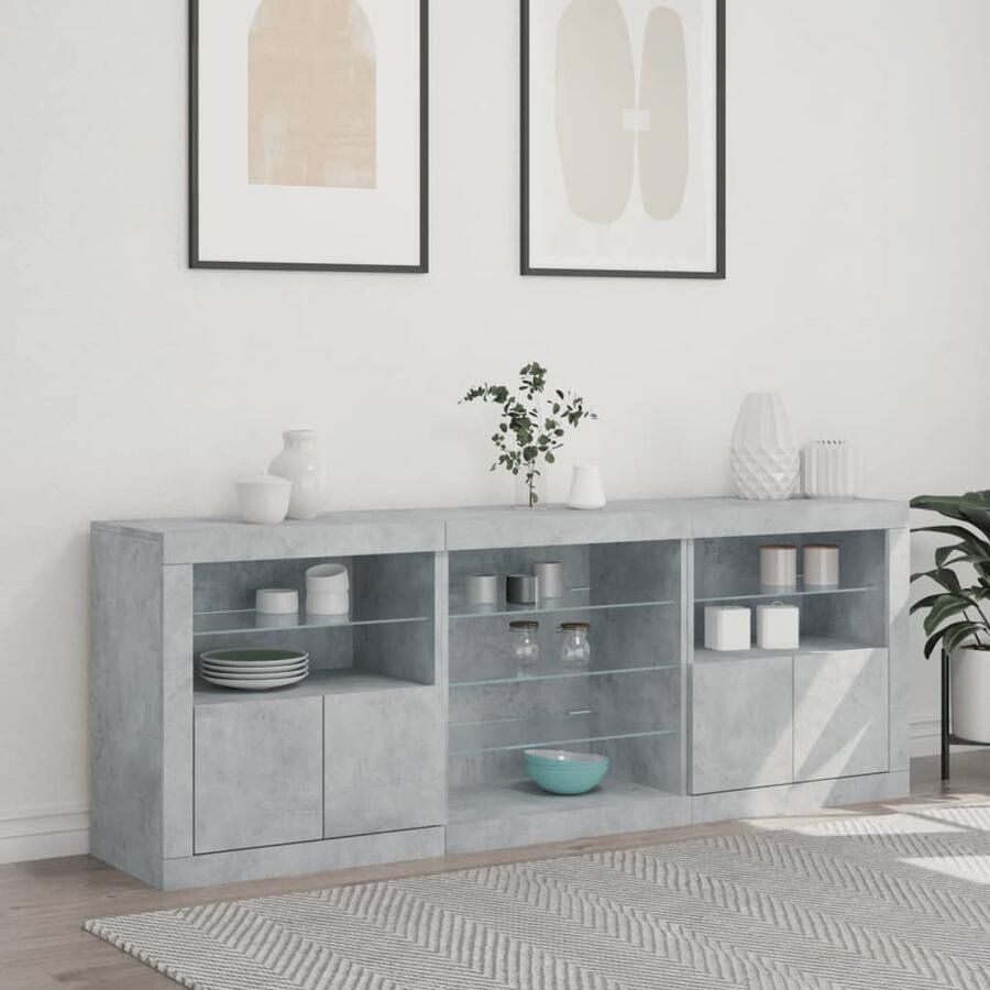 FIONERA Dressoir met LED-verlichting 181 5x37x67 cm betongrijs