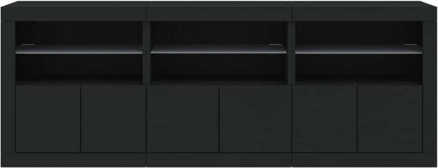 FIONERA Dressoir met LED-verlichting 181 5x37x67 cm zwart