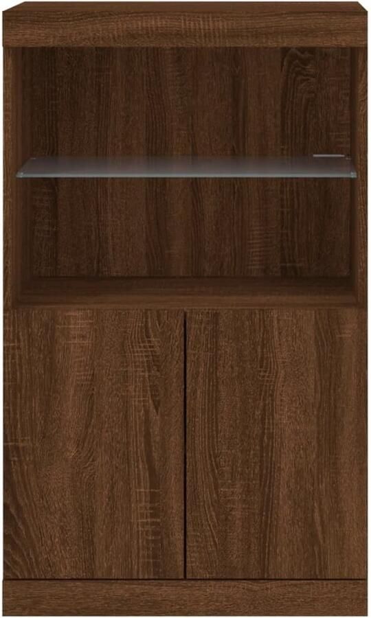 FIONERA Dressoir met LED-verlichting 60 5x37x100 cm bruin eikenkleur