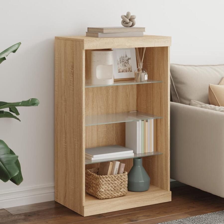 FIONERA Dressoir met LED-verlichting 60 5x37x100 cm sonoma eikenkleurig