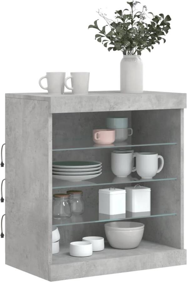 FIONERA Dressoir met LED-verlichting 60 5x37x67 cm betongrijs