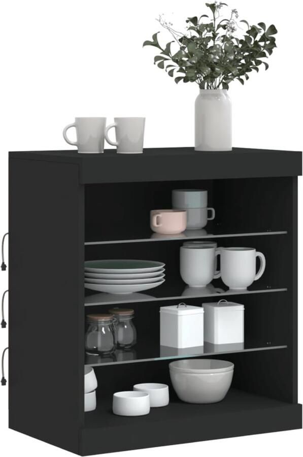 FIONERA Dressoir met LED-verlichting 60 5x37x67 cm zwart