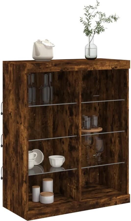 FIONERA Dressoir met LED-verlichting 81x37x100 cm gerookt eikenkleurig