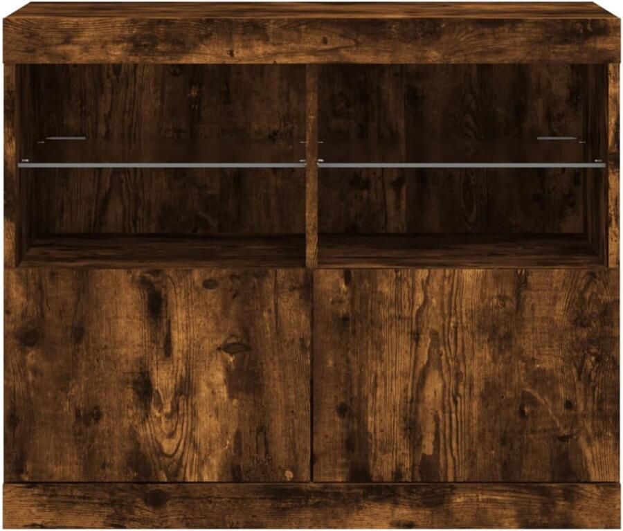 FIONERA Dressoir met LED-verlichting 81x37x67 cm gerookt eikenkleurig