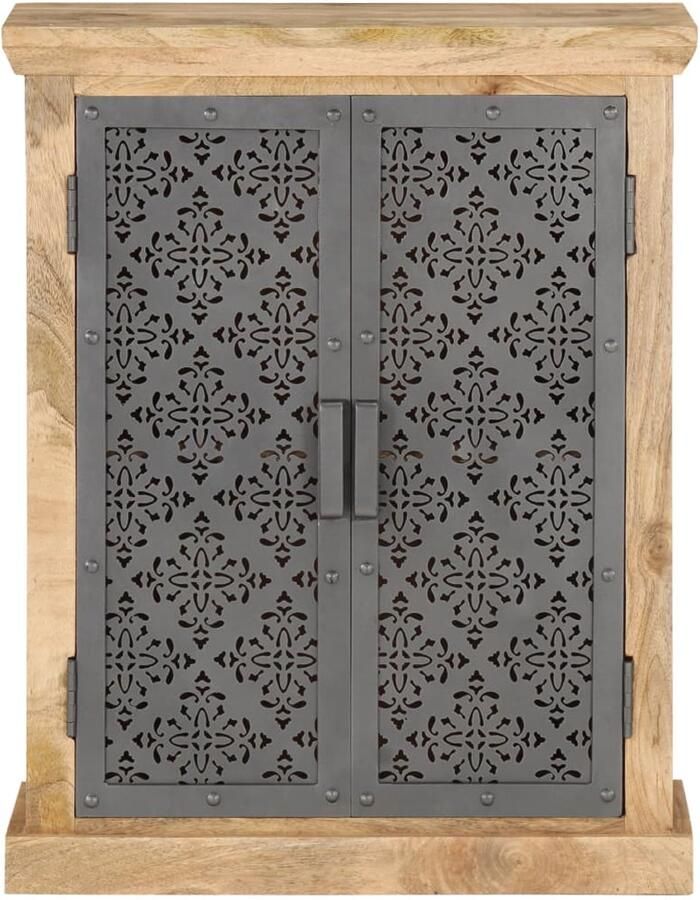 FIONERA Dressoir met stalen deuren 60x35x75 cm massief mangohout