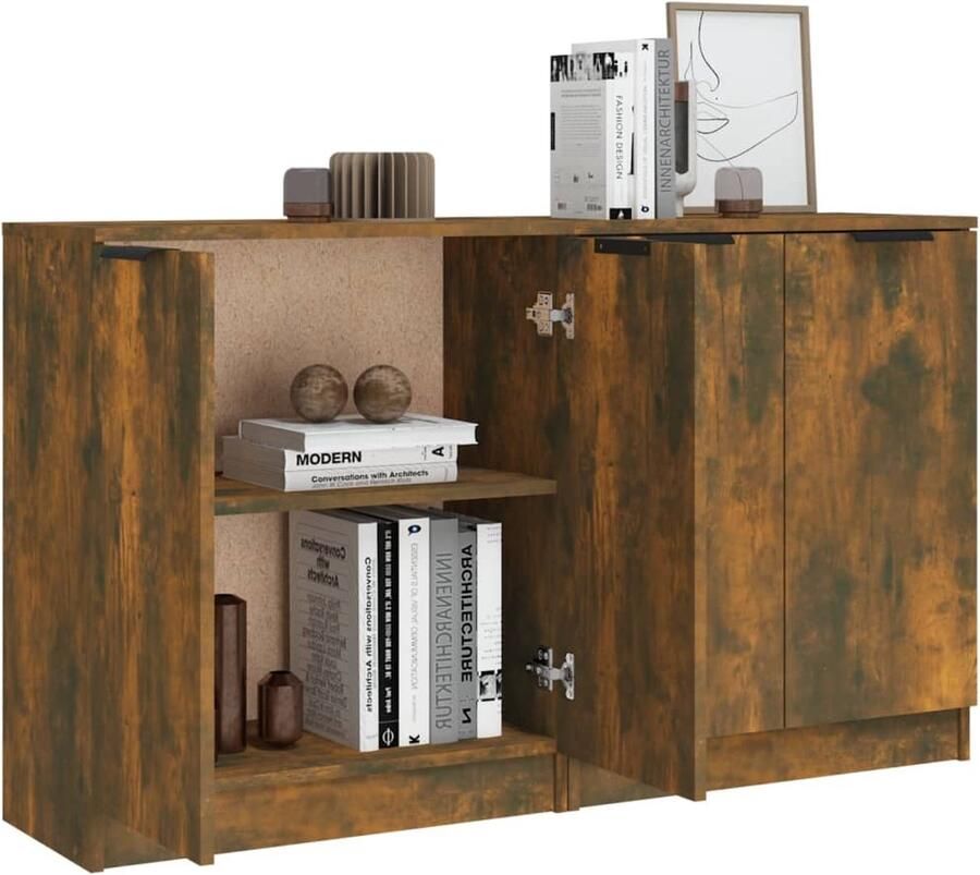 FIONERA Dressoirs 2 st 60x30x70 cm bewerkt hout gerookt eikenkleurig