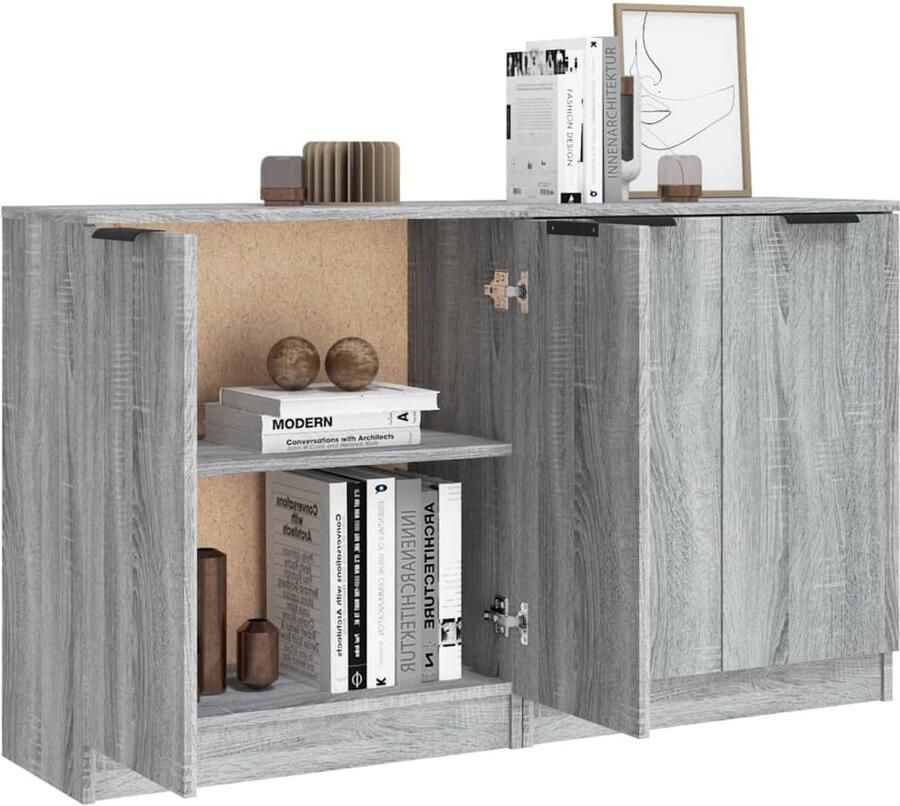FIONERA Dressoirs 2 st 60x30x70 cm bewerkt hout grijs sonoma eiken
