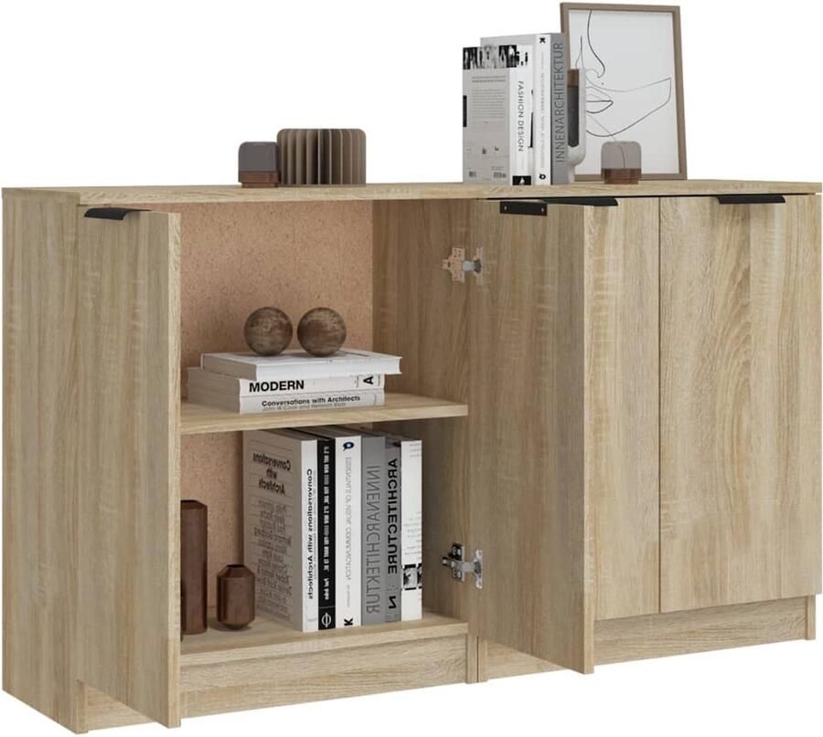 FIONERA Dressoirs 2 st 60x30x70 cm bewerkt hout sonoma eikenkleurig