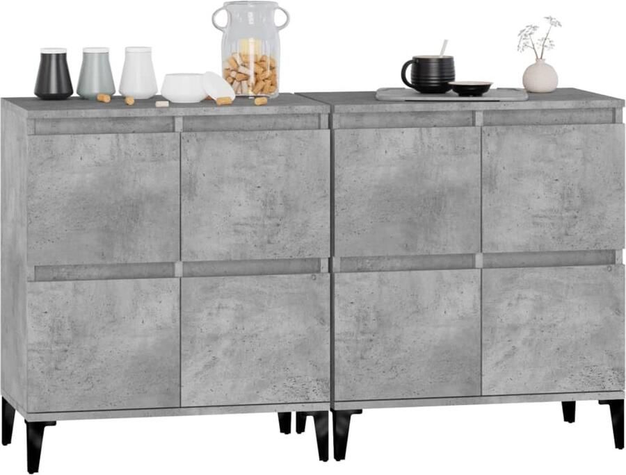 FIONERA Dressoirs 2 st 60x35x70 cm bewerkt hout betongrijs