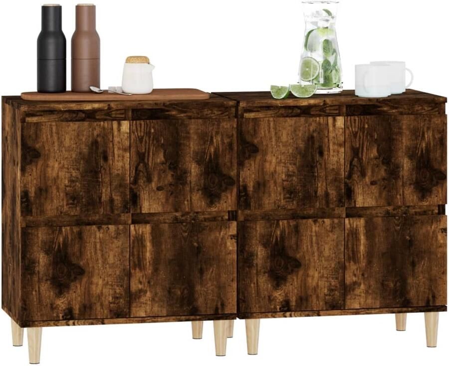 FIONERA Dressoirs 2 st 60x35x70 cm bewerkt hout gerookt eikenkleurig
