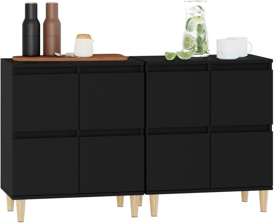 FIONERA Dressoirs 2 st 60x35x70 cm bewerkt hout zwart