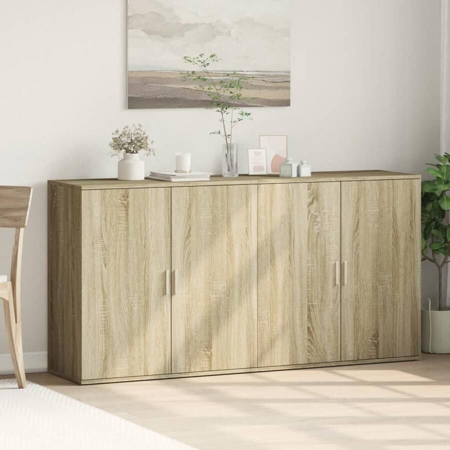 FIONERA Dressoirs 2 st 79x38x80 cm bewerkt hout sonoma eikenkleurig