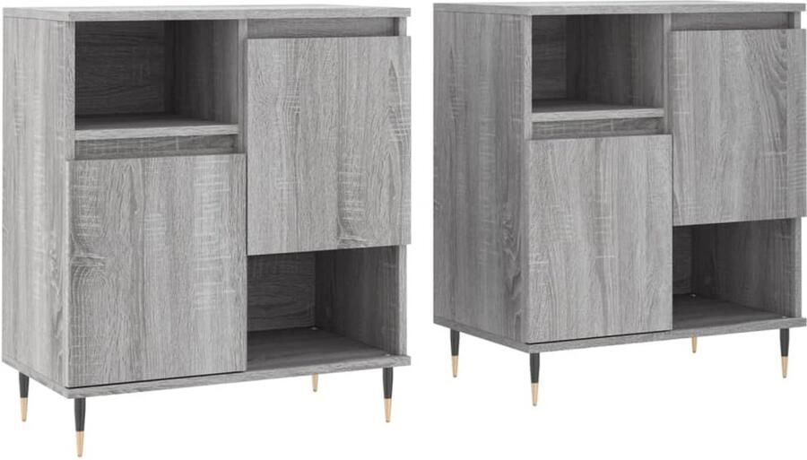 FIONERA Dressoirs 2 st bewerkt hout grijs sonoma eikenkleurig