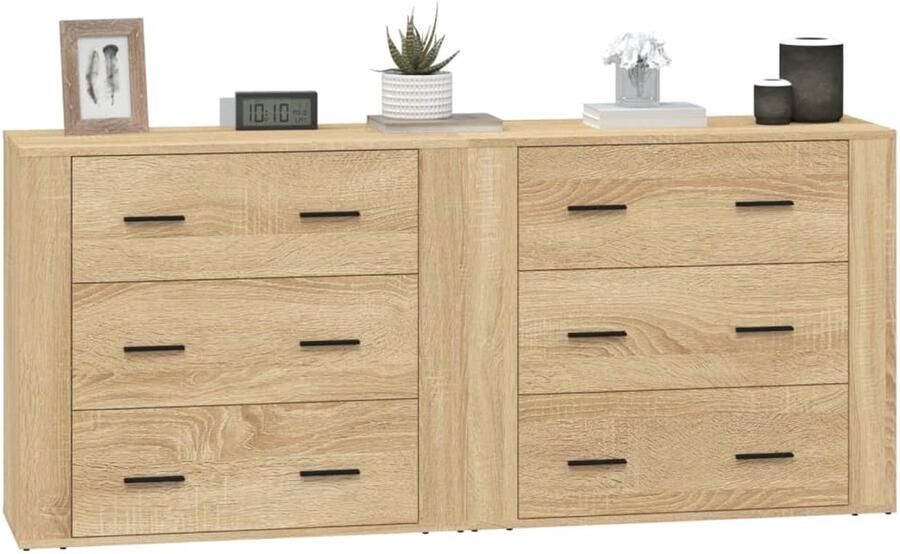 FIONERA Dressoirs 2 st bewerkt hout sonoma eikenkleurig