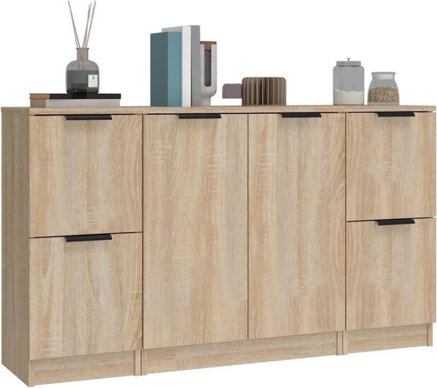 FIONERA Dressoirs 3 st bewerkt hout sonoma eiken