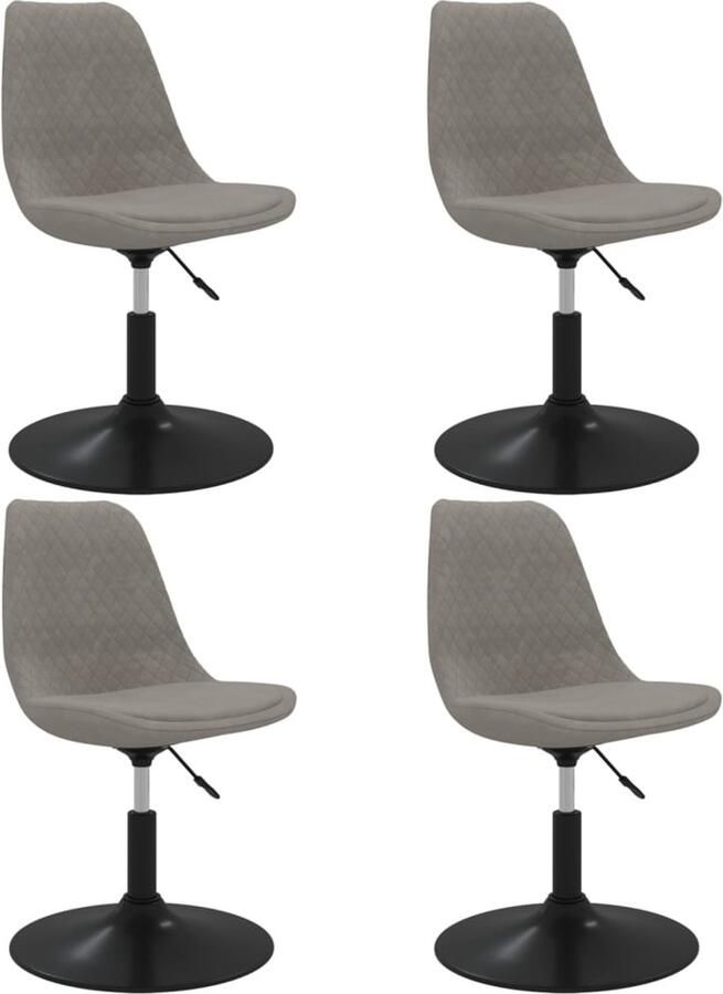 VidaXL Eetkamerstoelen Draaibaar Fluweel 4 stuks Eetkamerstoelen Fluweel Stoelen Grijze Stoelen Verstelbare Stoelen Design Stoelen Moderne Stoelen Luxe Stoelen