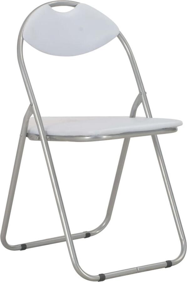 VidaXL inklapbare eetkamerstoelen set van 6 wit Vouwstoel Eetkamerstoel Salontafel Kussen Decoratie Zwart Wit Staal Kunstleder