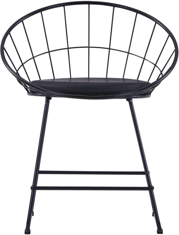 VidaXL Eetkamerstoelen Kunstleer 6 stuks Zwart Eetkamerstoelen Zwarte Eetkamerstoelen Metalen Eetkamerstoelen Kunstlederen Eetkamerstoelen Gepoedercoated Staal - Foto 2