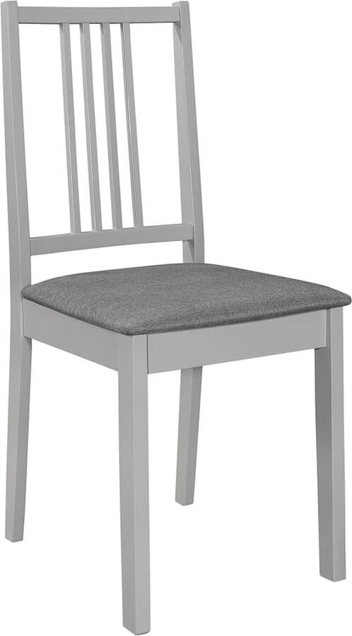 VidaXL Eetkamerstoelen 2 st met kussens Grijs Eetzalen Eetkamerstoelen Klassiek Meubilair Massief Hout Meubelen Grijze Stoelen - Foto 2
