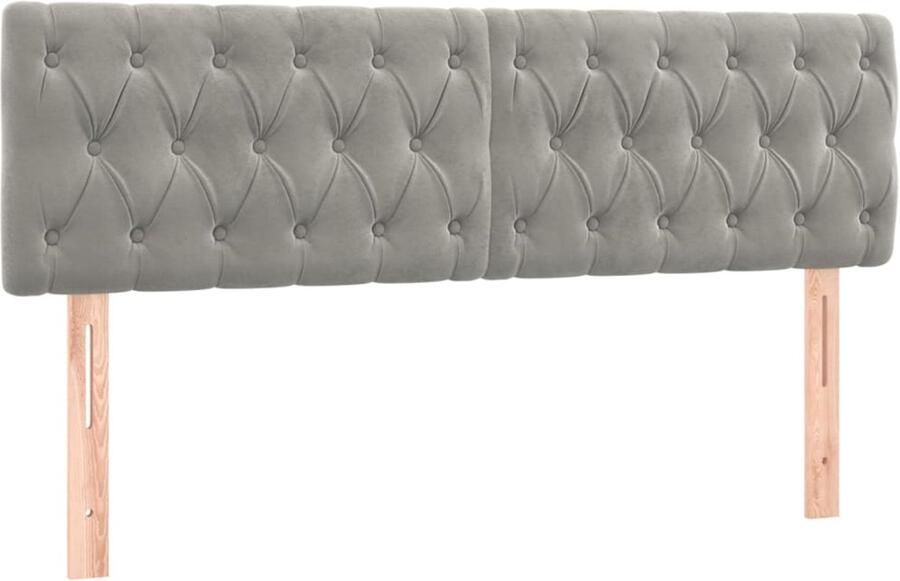 VidaXL Hoofdborden 2 st 72x7x78 88 cm fluweel lichtgrijs - Foto 4