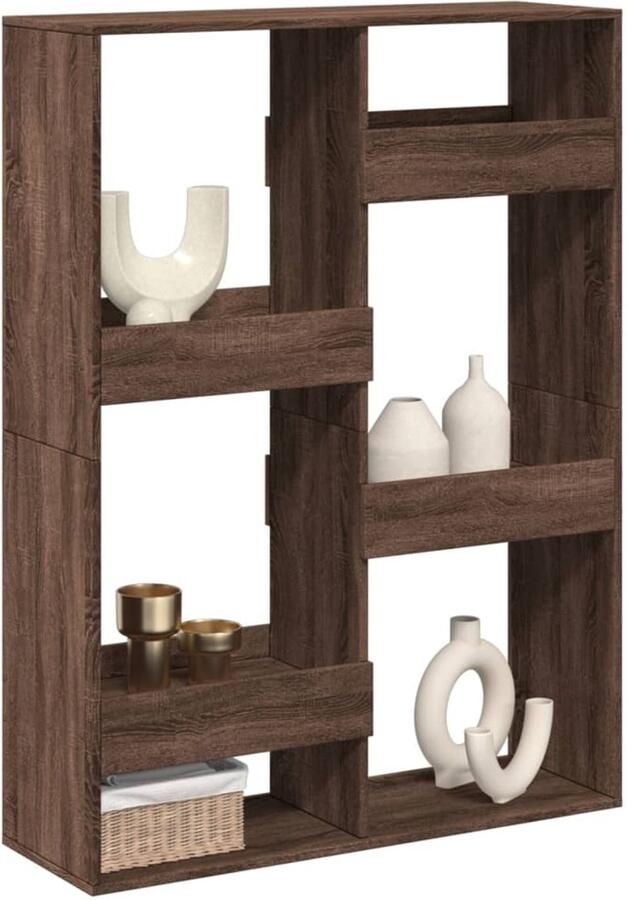 FIONERA Kamerscherm 100x33x135 cm bewerkt hout bruin eikenkleurig