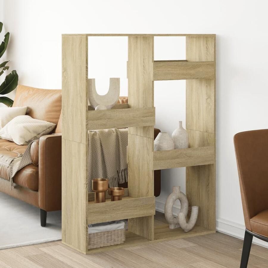 FIONERA Kamerscherm 100x33x135 cm bewerkt hout sonoma eikenkleurig