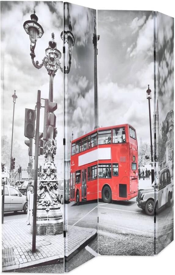 FIONERA Kamerscherm inklapbaar Londen bus 160x170 cm zwart en wit
