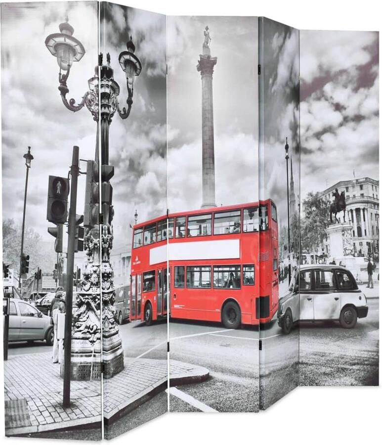 FIONERA Kamerscherm inklapbaar Londen bus 200x170 cm zwart en wit