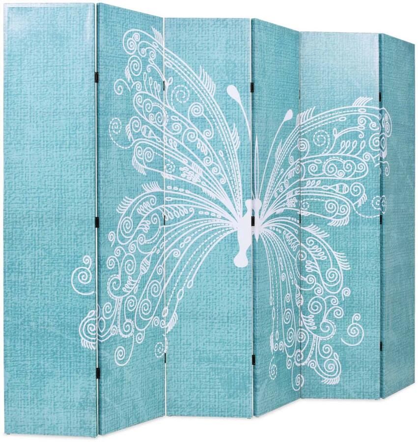 FIONERA Kamerscherm inklapbaar vlinder 228x170 cm blauw