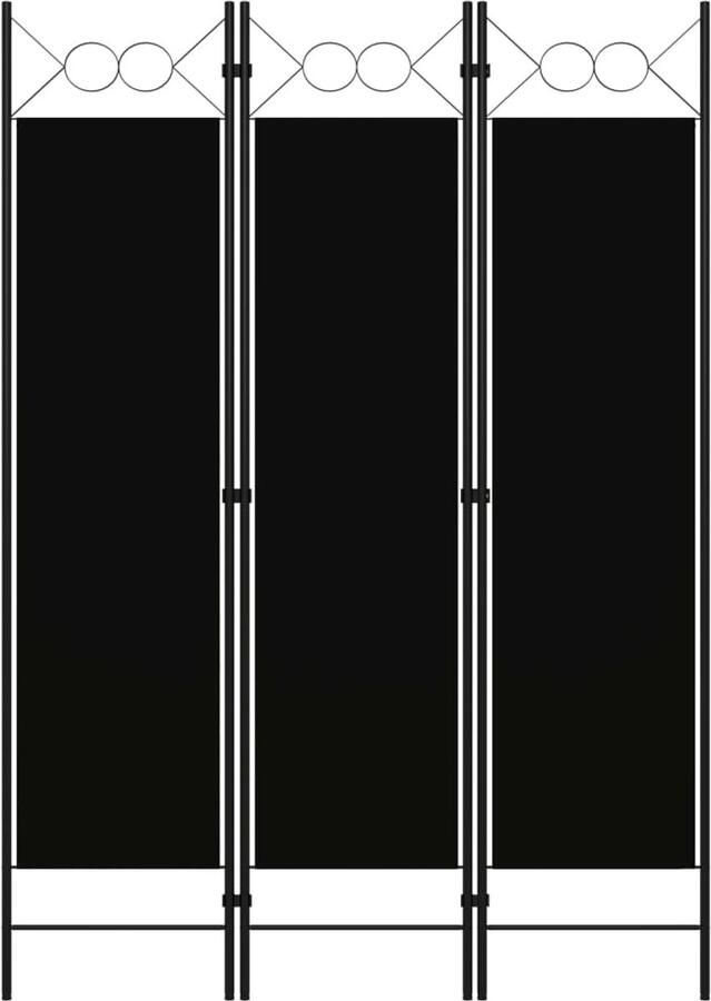 FIONERA Kamerscherm met 3 panelen 120x180 cm zwart