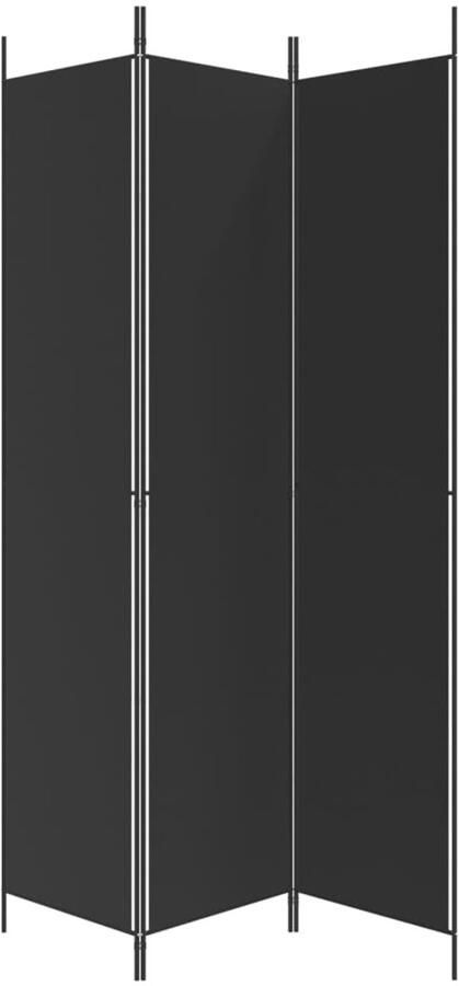 FIONERA Kamerscherm met 3 panelen 150x220 cm stof zwart
