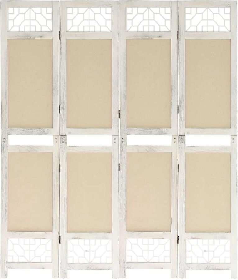 FIONERA Kamerscherm met 4 panelen 140x165 cm stof crèmekleurig