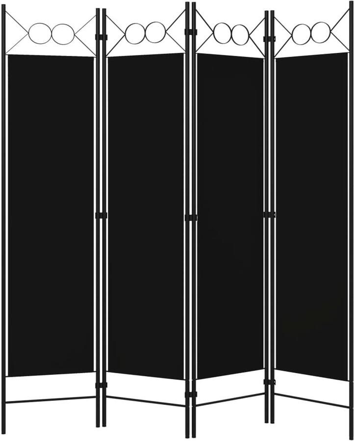 FIONERA Kamerscherm met 4 panelen 160x180 cm zwart