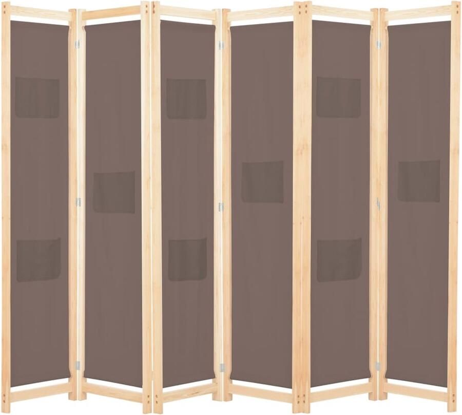 FIONERA Kamerscherm met 6 panelen 240x170x4 cm stof bruin