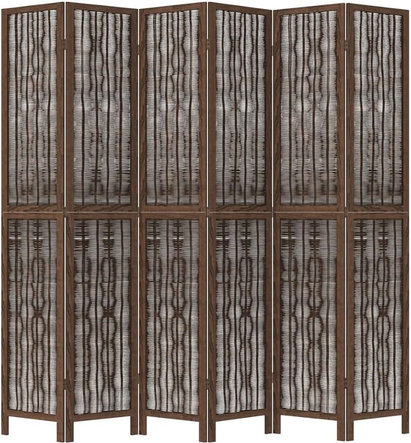 FIONERA Kamerscherm met 6 panelen massief paulowniahout donkerbruin