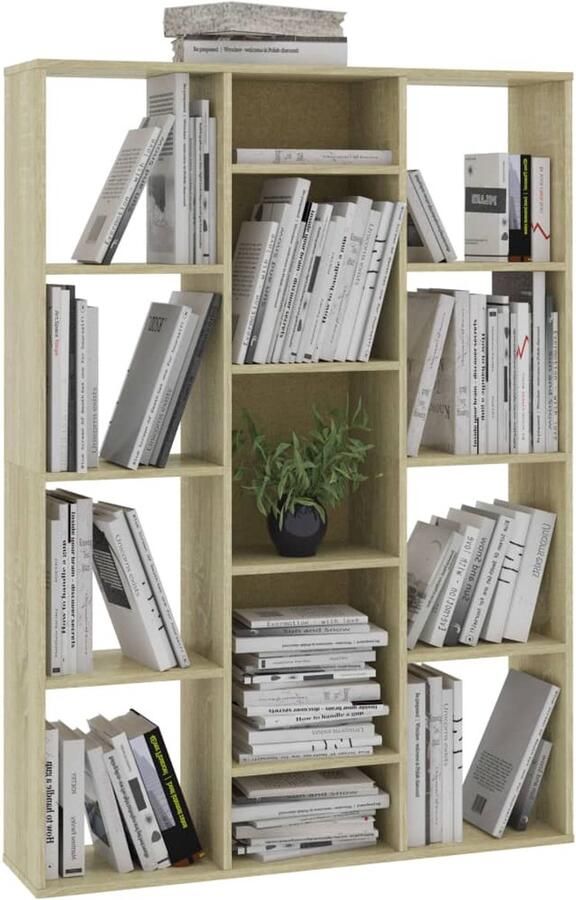 FIONERA Kamerscherm boekenkast 100x24x140 cm bewerkt hout eikenkleurig